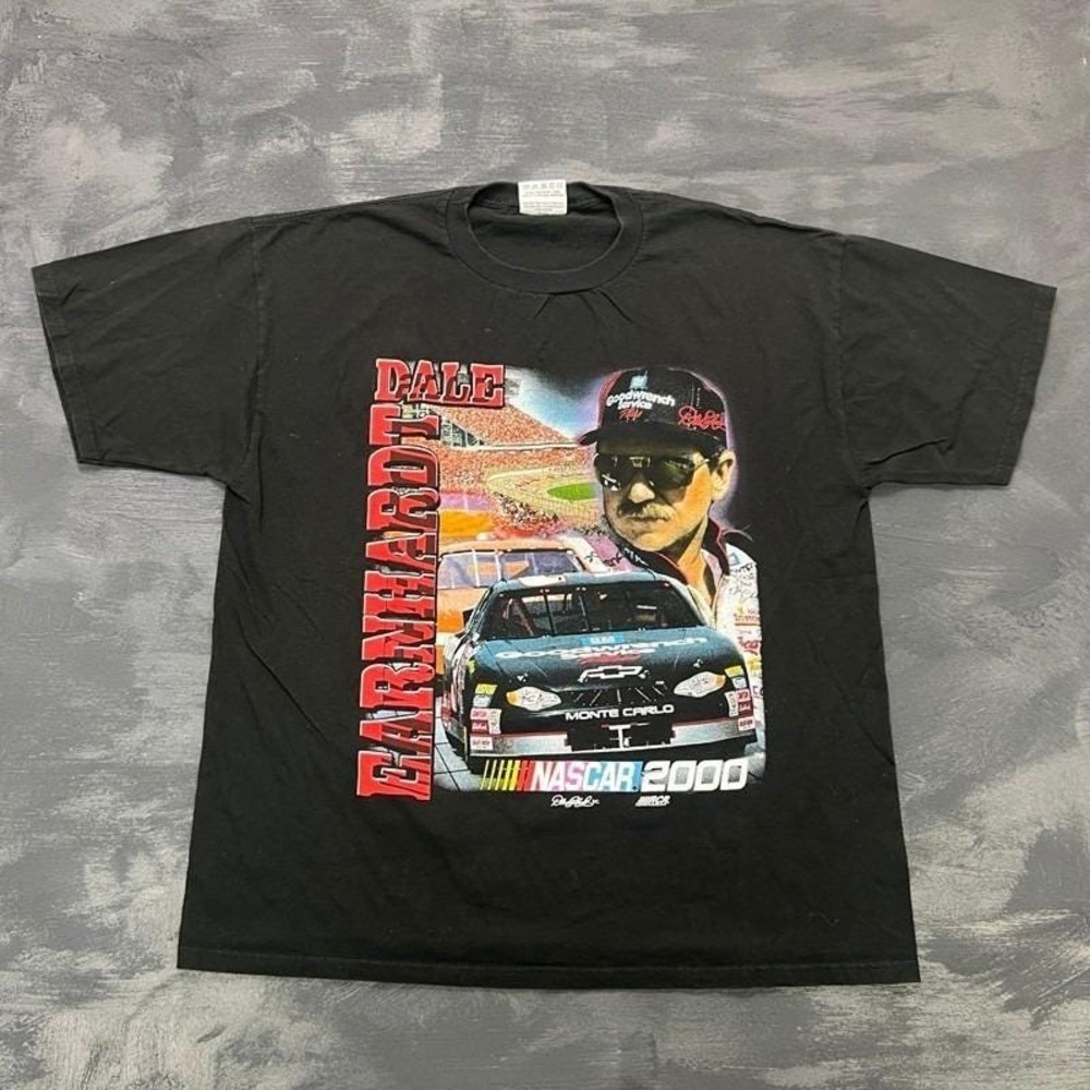 Vintage‎ Dale Earnhardt Shirt Mens XL Black 2000s Nascar Rap Tee